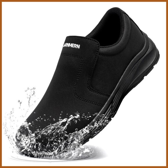 Leather Slip Resistant Work Shoes Waterproof Slip-On Kitchen Chef Footwear
